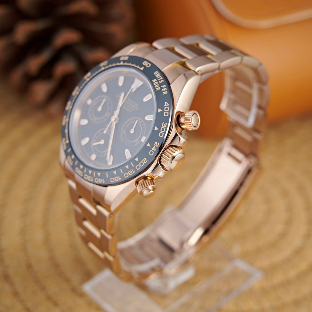 SEITONA ROSE GOLD BLACK DIAL