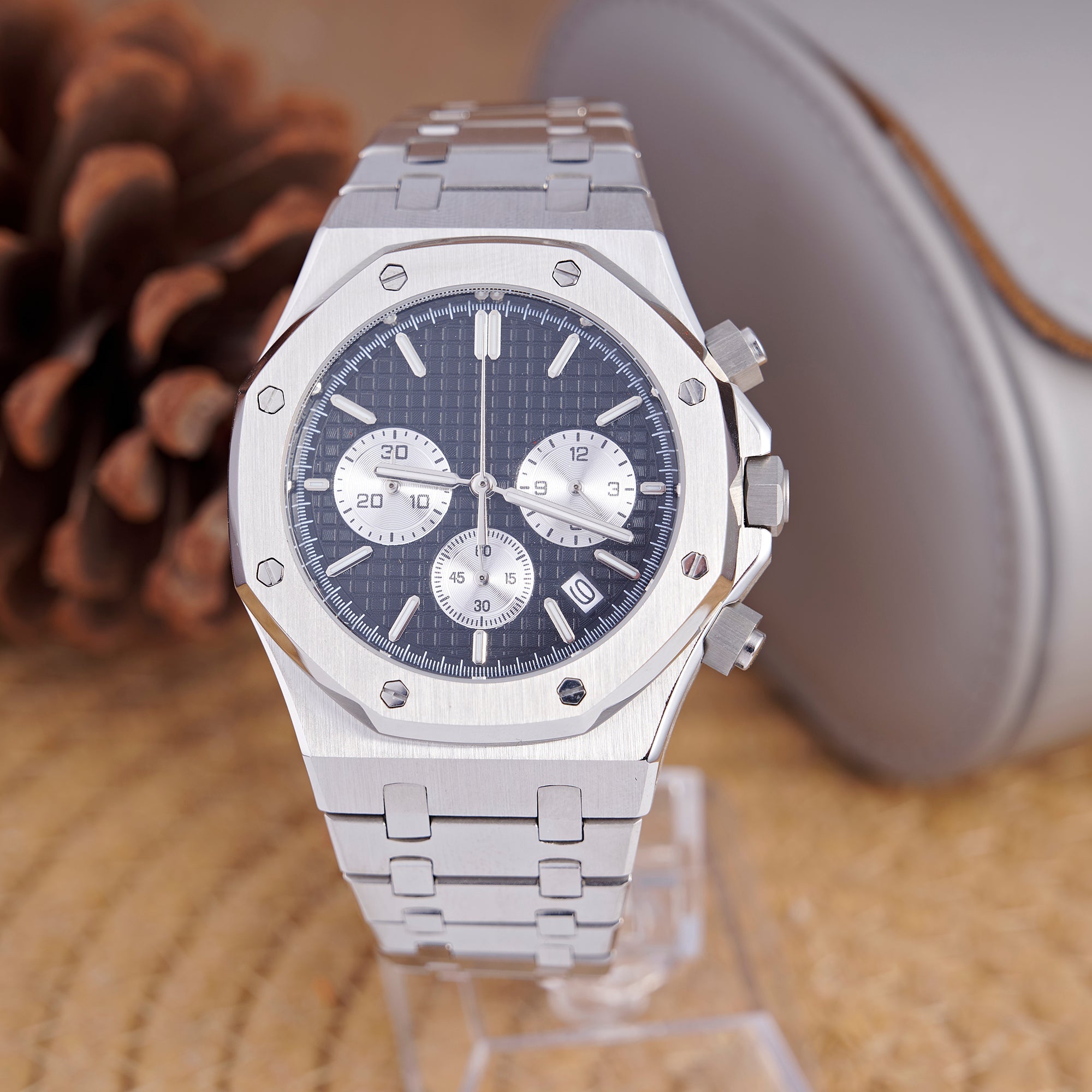 SEIKOAK SILVER BLACK CHRNO