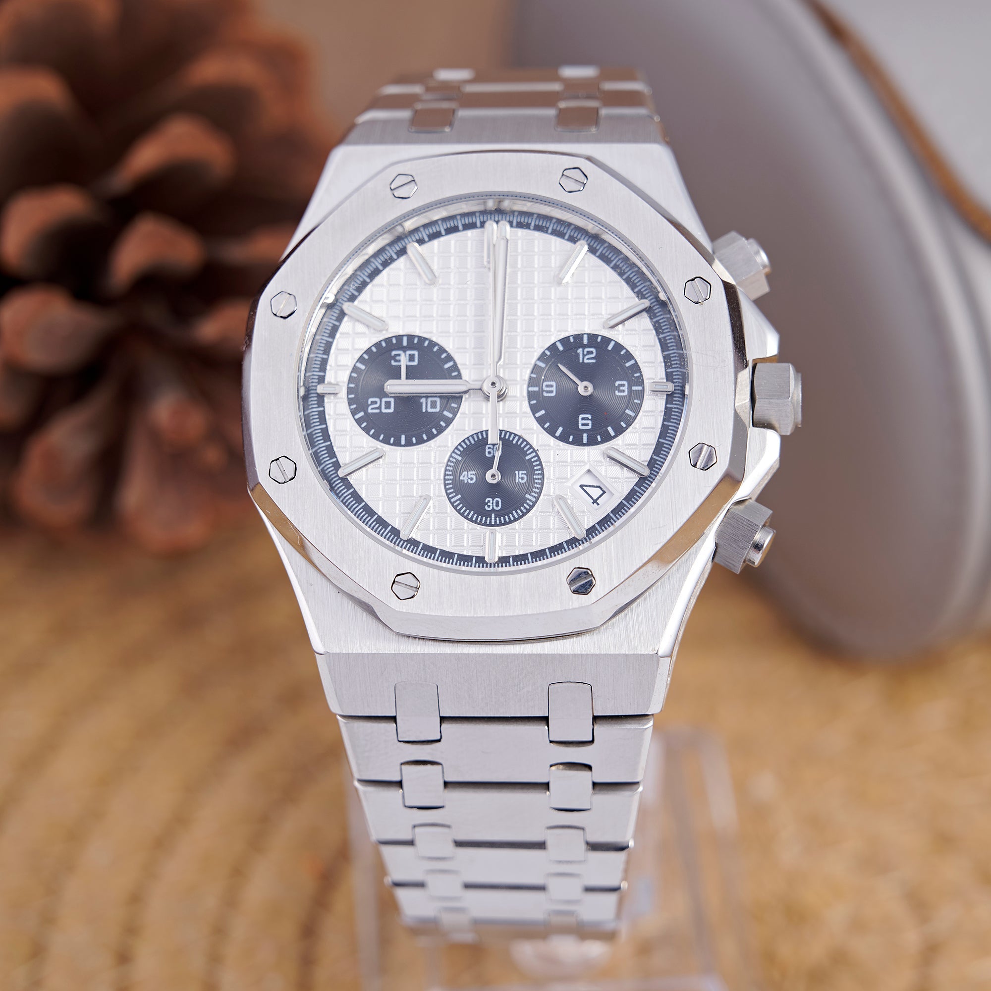 SEIKOAK WHITE SILVER CHRNO