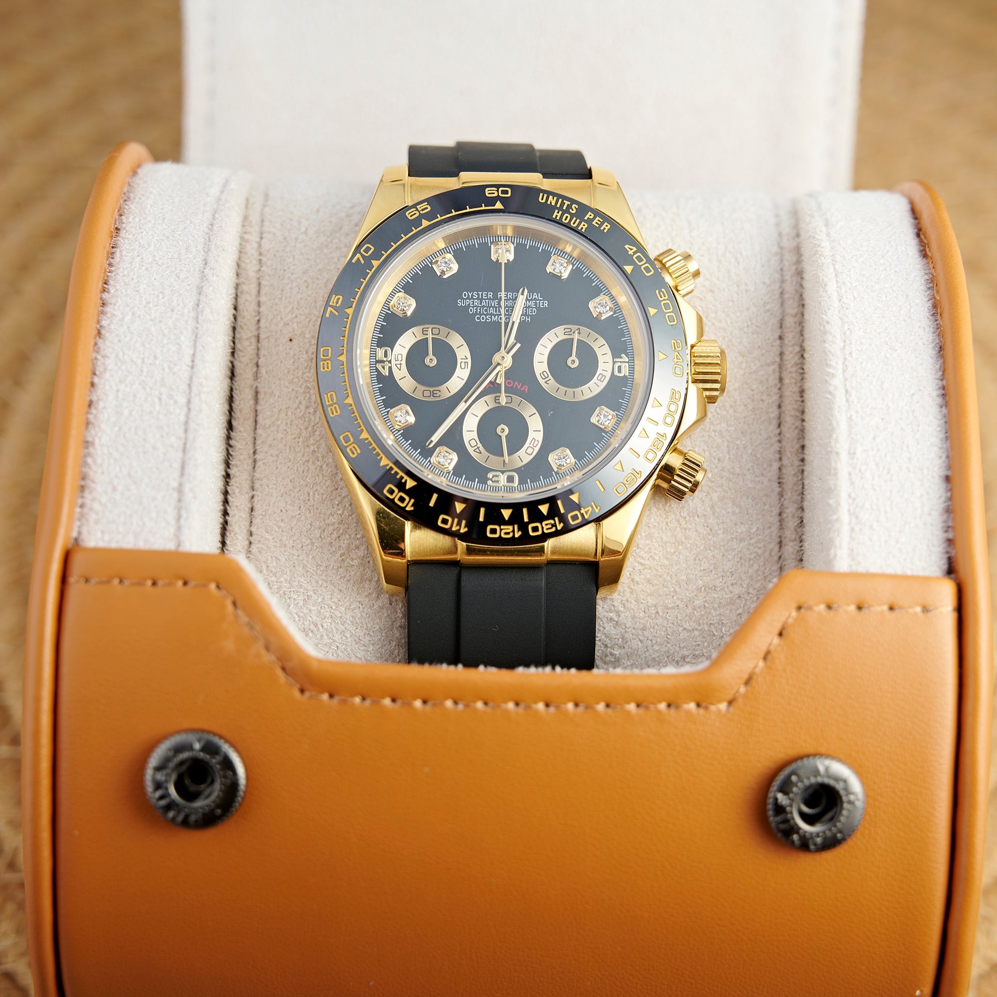 SEITONA GOLD BLACK DIAL DIAMOND