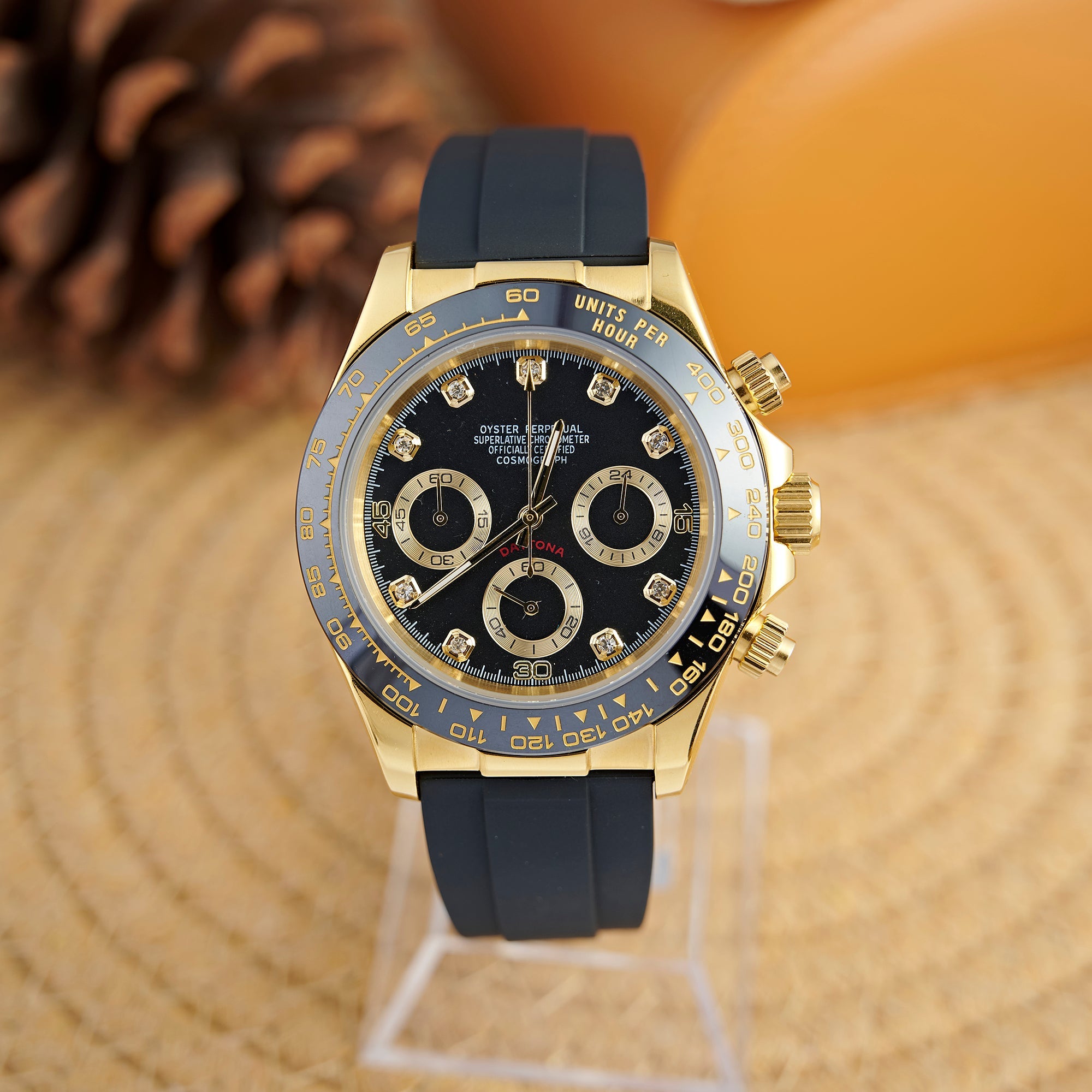SEITONA GOLD BLACK DIAL DIAMOND