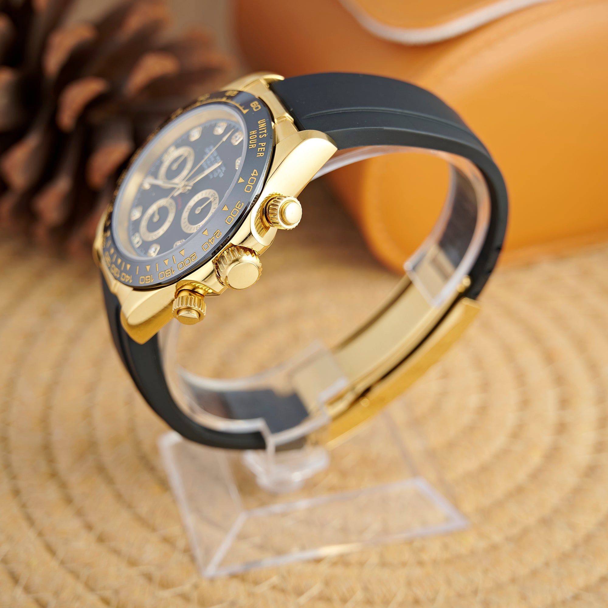 SEITONA GOLD BLACK DIAL DIAMOND