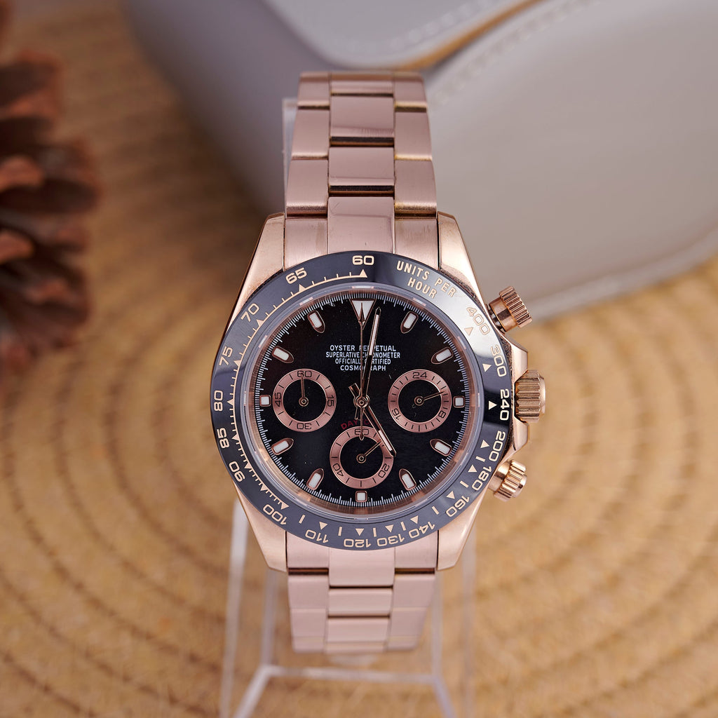 SEITONA ROSE GOLD ON BLACK DIAL