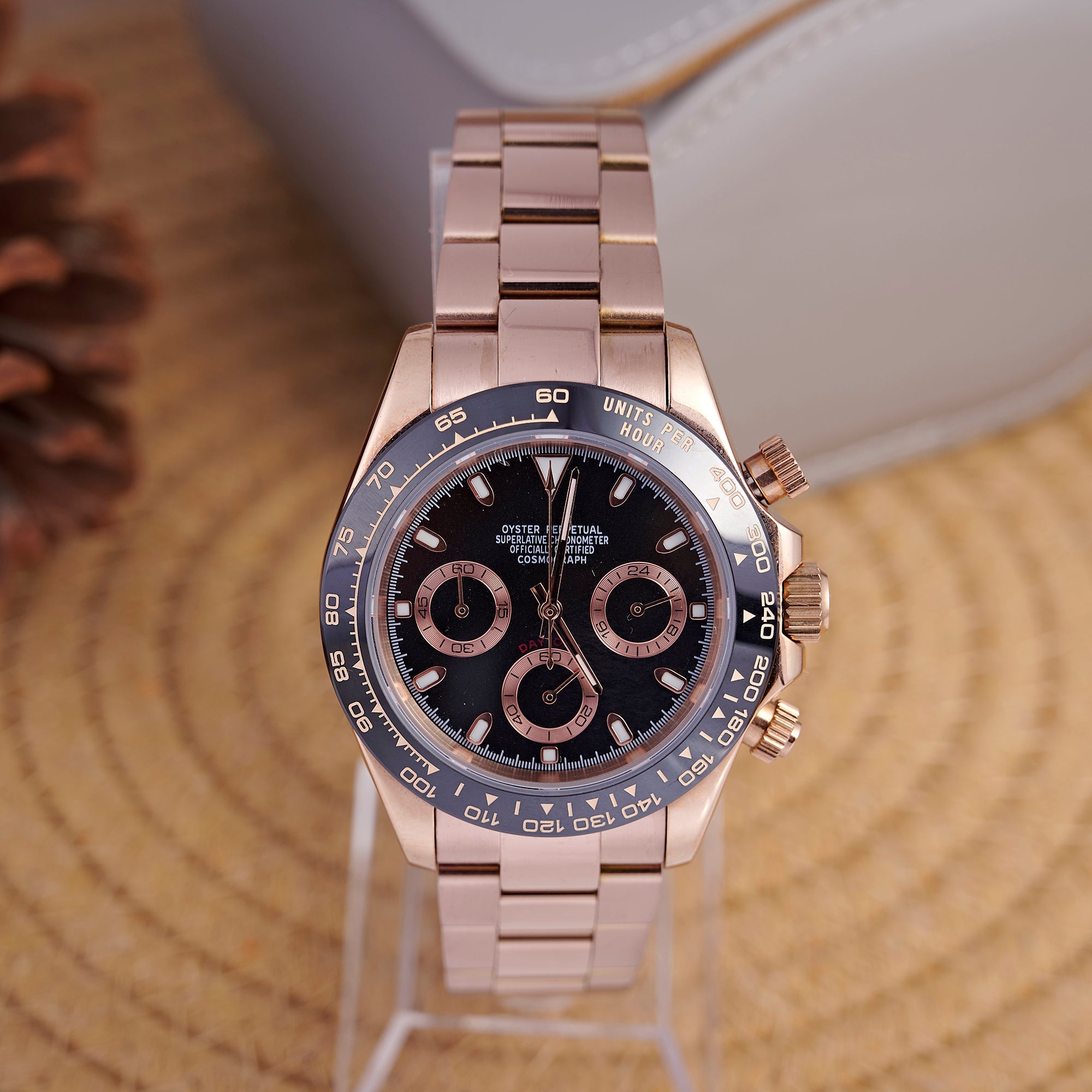 SEITONA ROSE GOLD ON BLACK DIAL