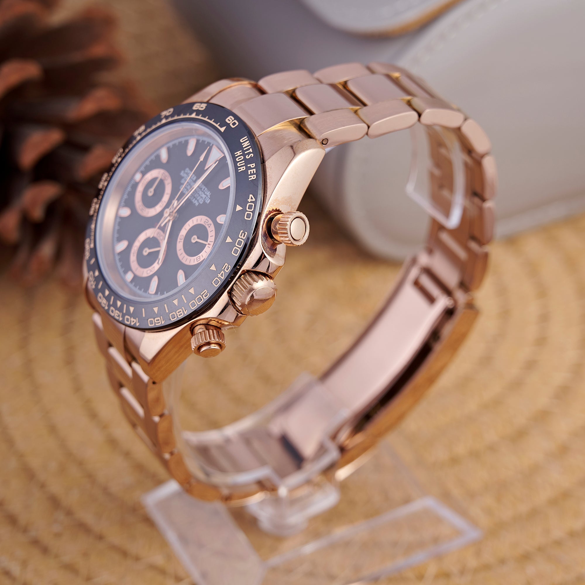SEITONA ROSE GOLD ON BLACK DIAL