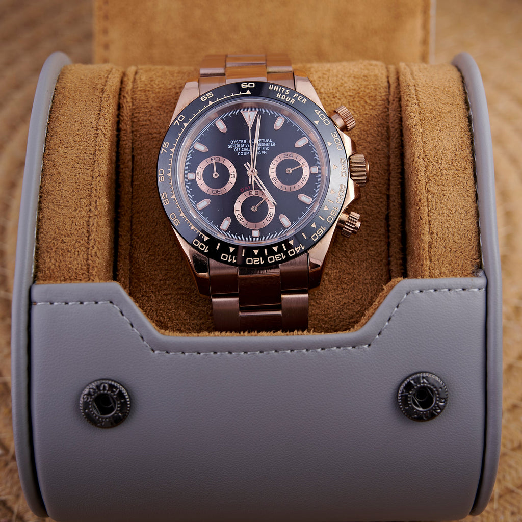 SEITONA ROSE GOLD ON BLACK DIAL