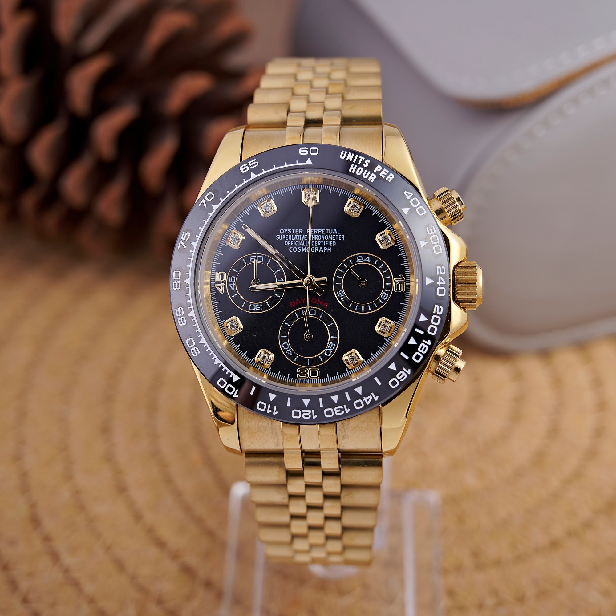 SEITONA GOLD BLACK TRIM DIAMOND DIAL